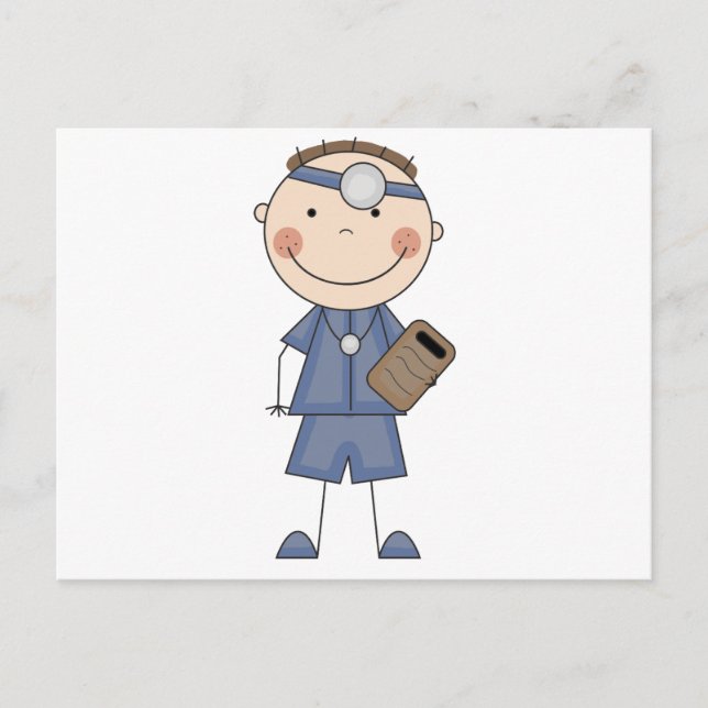 Postal Camisetas y regalos de Médica masculino (Anverso)