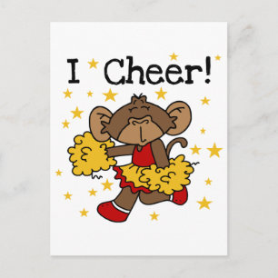 Postal Camisetas y regalos de Monkey Cheerader Red y Oro