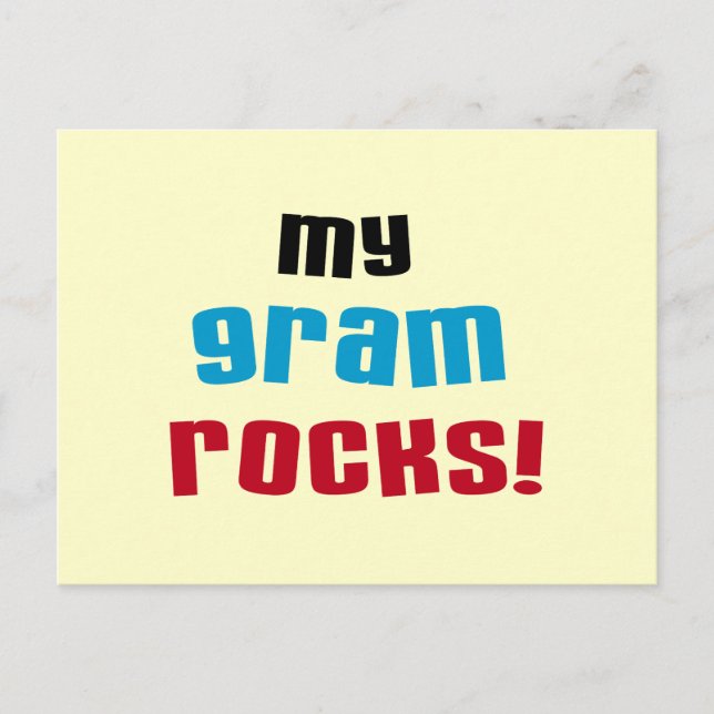 Postal Camisetas y regalos de My Gram Rocks (Anverso)