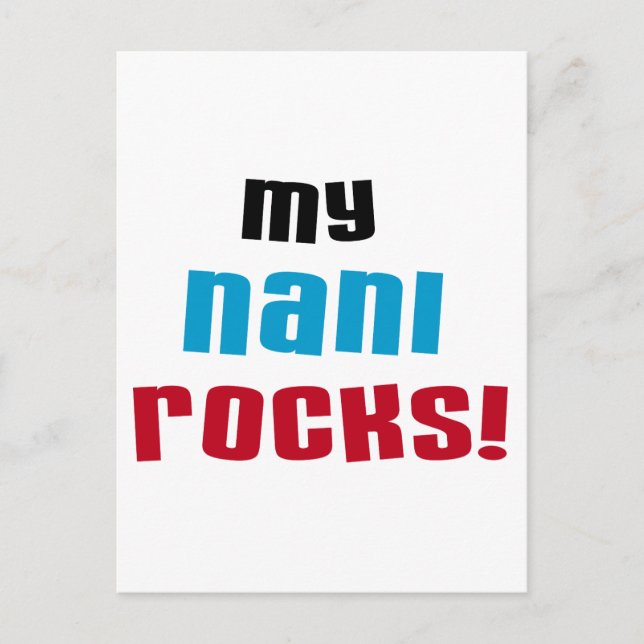 Postal Camisetas y regalos de My Nani Rocks (Anverso)