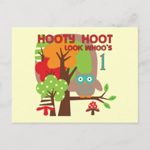 Postal Camisetas y regalos de Owl First Birthday