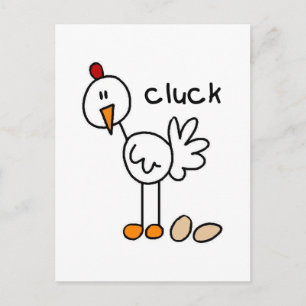 Postal Camisetas y regalos de pollo dice cluck