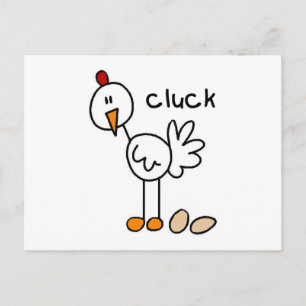 Postal Camisetas y regalos de pollo dice cluck