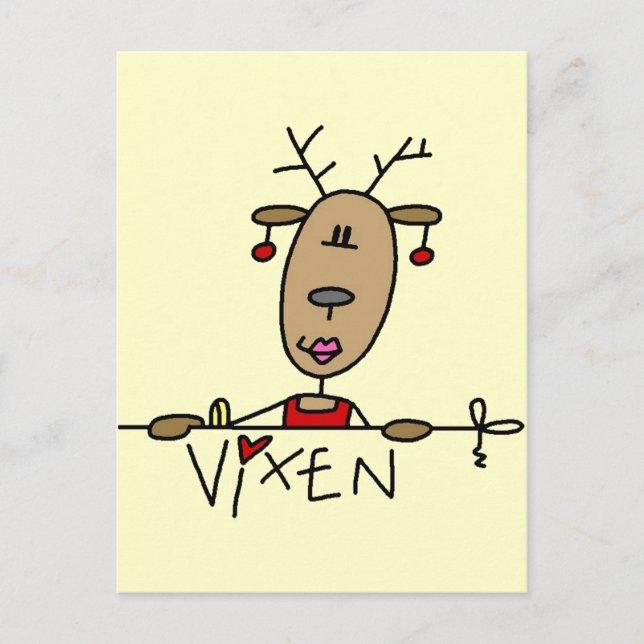 Postal Camisetas y regalos de renos de Vixen (Anverso)