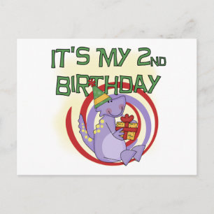 Postal Camisetas y regalos de segundo cumpleaños de Dinos