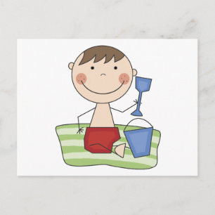 Postal Camisetas y regalos de Stick Boy en la playa