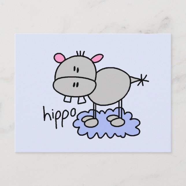 Postal Camisetas y regalos de Stick Figure Hippo (Anverso)