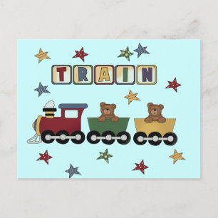 Postal Camisetas y regalos de Teddy Bear Train