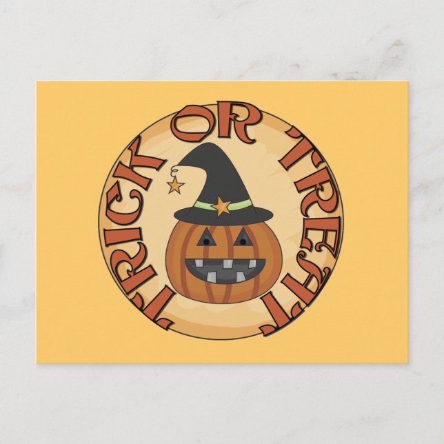 Postal Camisetas y regalos de trucos o trucos (Anverso)