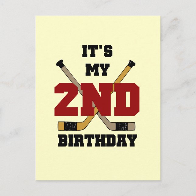 Postal Camisetas y regalos del 2º cumpleaños de Hockey T (Anverso)