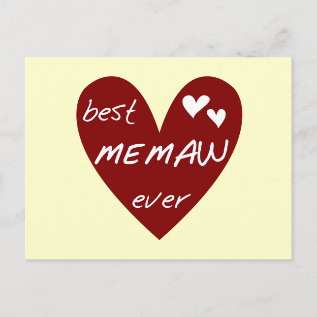 Postal Camisetas y regalos del corazón rojo mejor memaw (Anverso)