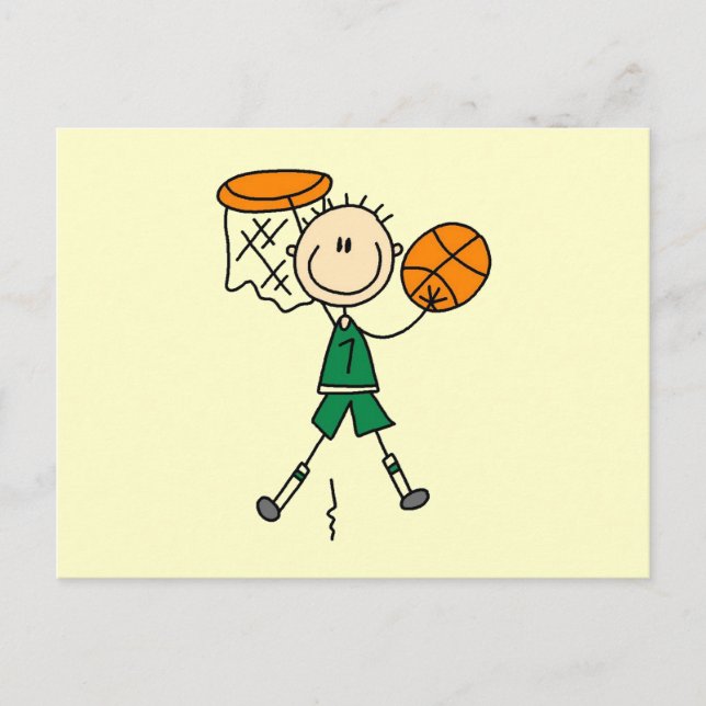 Postal Camisetas y regalos del Green Boy Basketball Playe (Anverso)