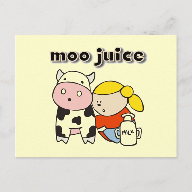 Postal Camisetas y regalos del jugo del MOO (Anverso)