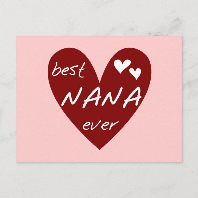Postal Camisetas y regalos del mejor corazón rojo de Nana (Anverso)