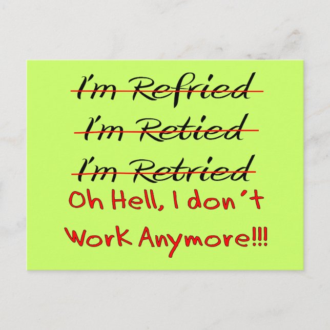 Postal Camisetas y regalos divertidos de jubilación (Anverso)