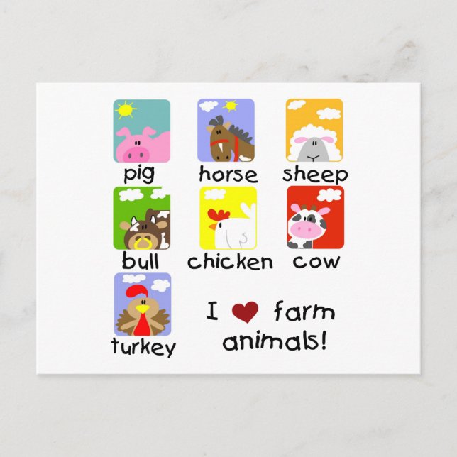 Postal Camisetas y regalos para animales de granja (Anverso)