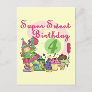 Postal Camisetas y regalos para el cuarto cumpleaños