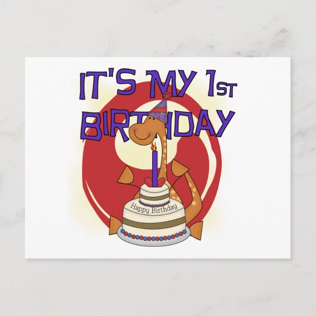 Postal Camisetas y regalos para el primer cumpleaños de D (Anverso)