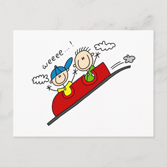 Postal Camisetas y regalos para pasear en montaña rusa (Anverso)