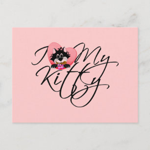 Postal Camisetas y regalos rosados I Love My Kitty