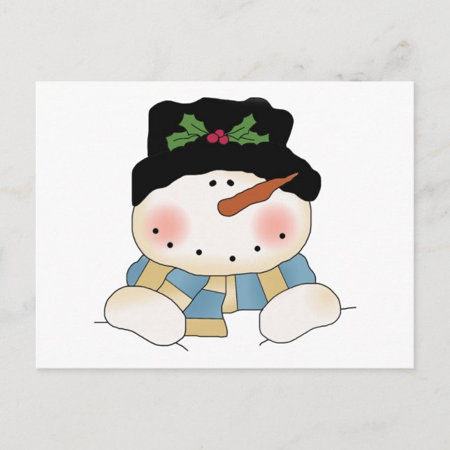 Postal Camisetas y regalos sonrientes de Snowman (Anverso)