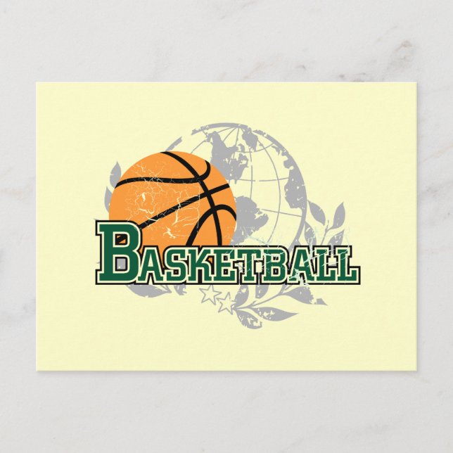 Postal Camisetas y regalos verdes de baloncesto (Anverso)
