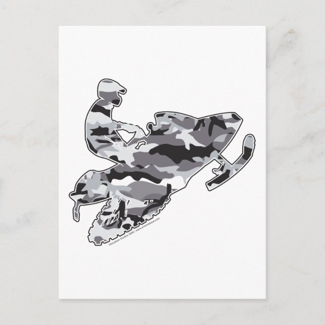 Postal Camo Gray Sled en una copia en negro (Anverso)