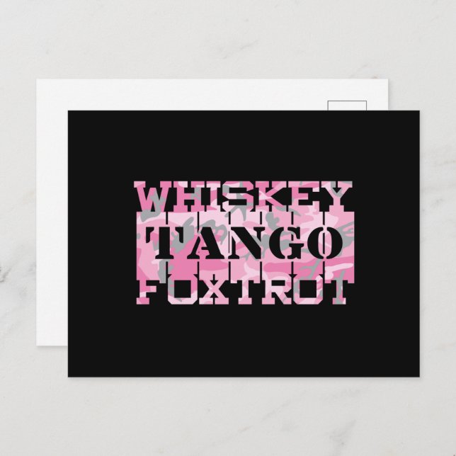Postal Camo rosa del tango Foxtrot del Whiskey del ejérci (Anverso / Reverso)