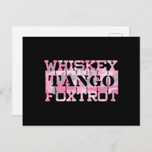 Postal Camo rosa del tango Foxtrot del Whiskey del ejérci