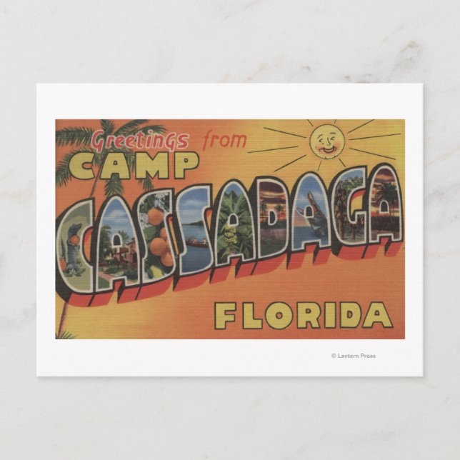 Postal Camp Cassadaga, Florida - Grandes Escenas de letra (Anverso)