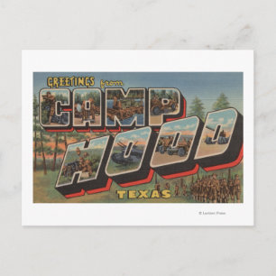 Postal Camp Hood, Texas - Escenas de letras grandes
