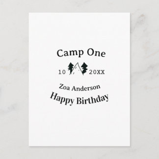 Postal Camp one happy birthday name date campingadventure