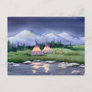 POSTAL CAMPAMENTO DE TIPI POR LA NOCHE DE SHARON SHARPE