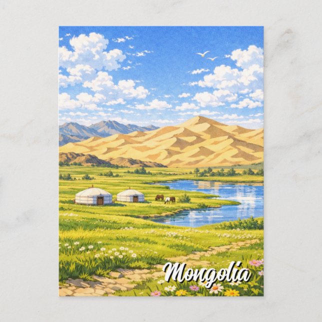 Postal Campamento Ger Mongolia Viaje en Yurt (Anverso)
