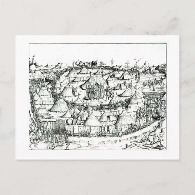 Postal Campamento militar medieval, de un libro, pub. 45, (Anverso)