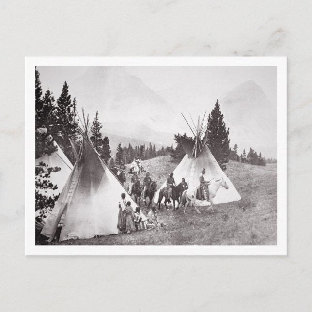 Postal Campamento nativo americano de tepee, Montana, c.1 (Anverso)