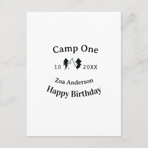 Postal Campamento un feliz cumpleaños nombre fecha campin