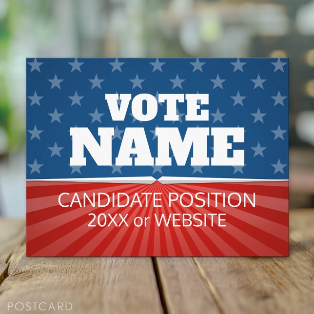 Postal Campaña clásica - estrellas icónicas rayas azul ro (Custom Campaign Postcard)