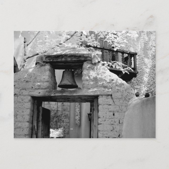 Postal Campana de adobe áspero en entrada, Santa Fe, Nuev (Anverso)