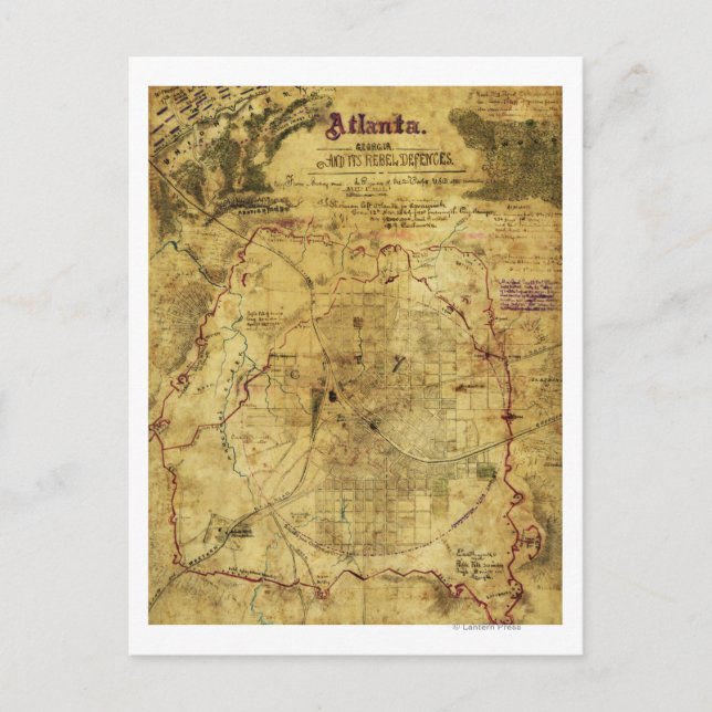 Postal Campaña de Atlanta - Mapa Panorámico de la Guerra  (Anverso)