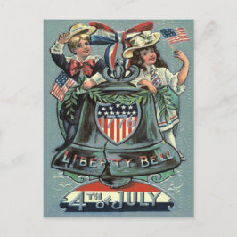 Postal Campana de la Libertad Corona Cinta Niños Lindos