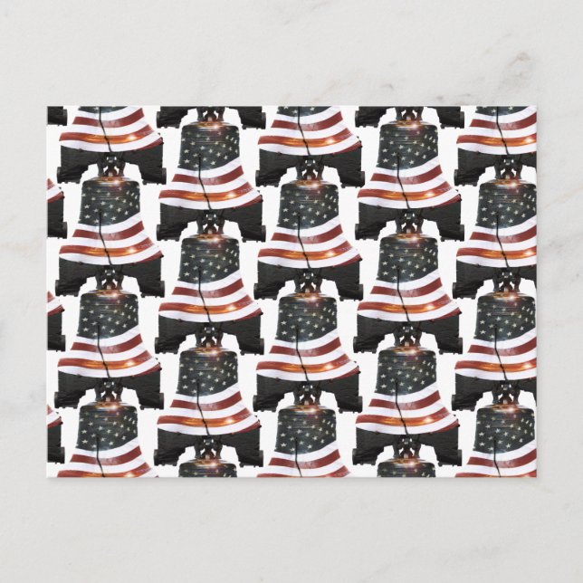 Postal Campana de libertad con bandera estadounidense - P (Anverso)