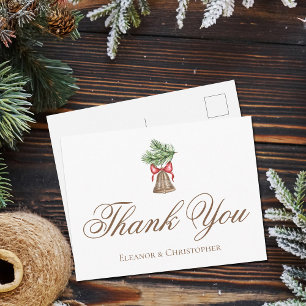 Postal Campana de Navidad elegante boda agradecimiento pe