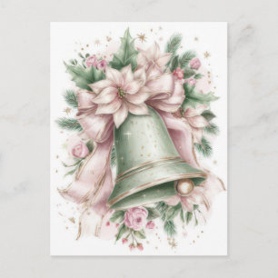 Postal Campana de Navidad Pastel Festiva y Elegante