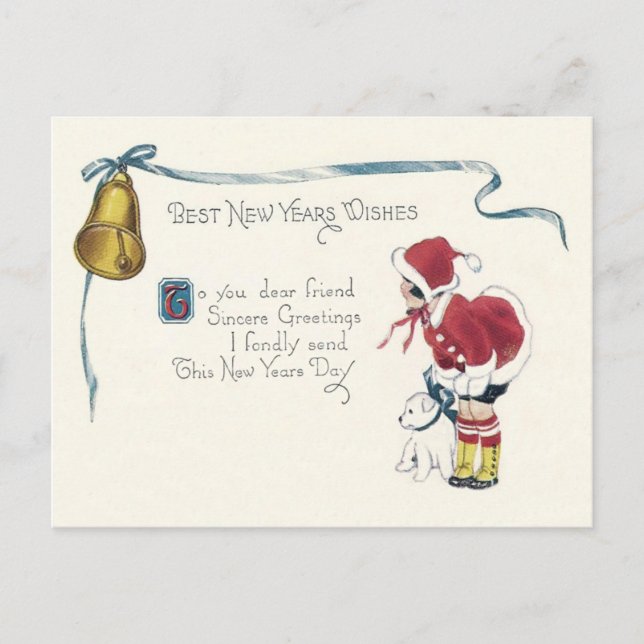 Postal Campana de Perrita Niña Linda (Anverso)