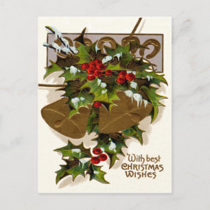 Postal Campana Holly Nieve Oro Herradura