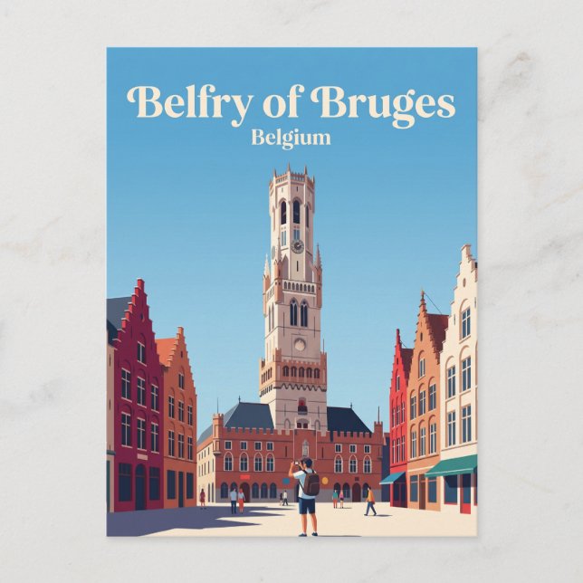 Postal Campanario de Brujas Bélgica (Anverso)
