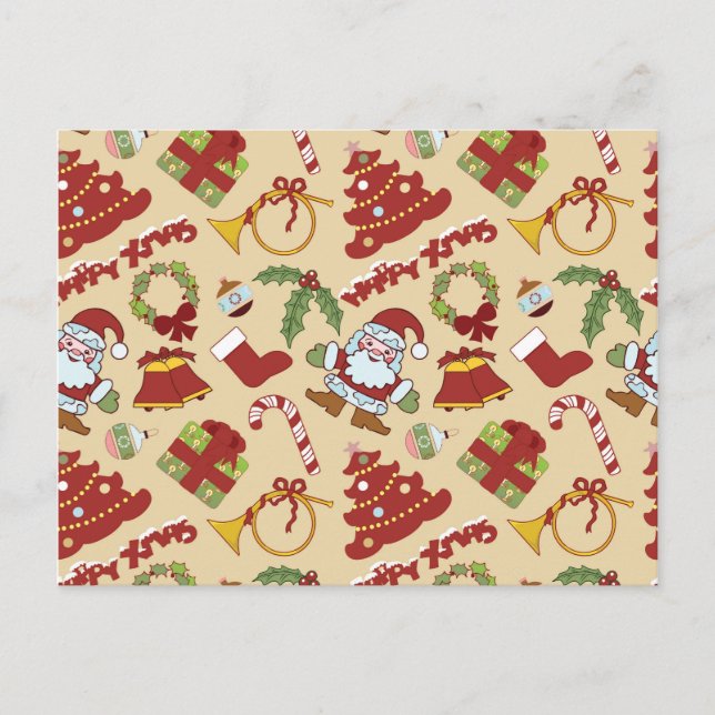 Postal campanas, árboles y santa claus (Anverso)