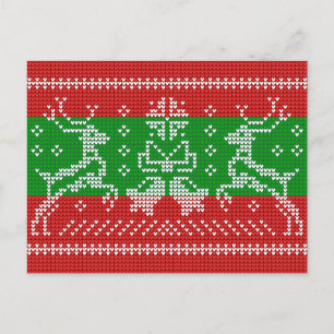 Postal Campanas de jingle de suéter feo Navidad renos cro