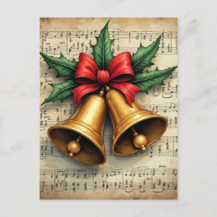 Postal Campanas de Navidad en partitura,